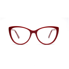 Trendy Full -Frame -Frauen rotes Acetat optische Rahmenbrillen